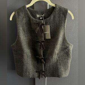 J. Crew Black Textured Vest with Velvet Bow